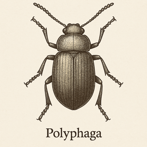 Illustration du sous-ordre Polyphaga représentant une diversité de coléoptères